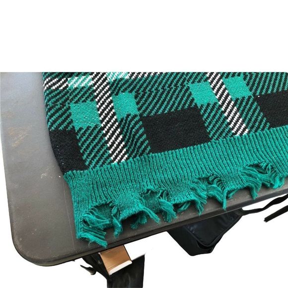 8461 NWT distressed green plaid oversized sweater sz 22 24 - Picture 6 of 6